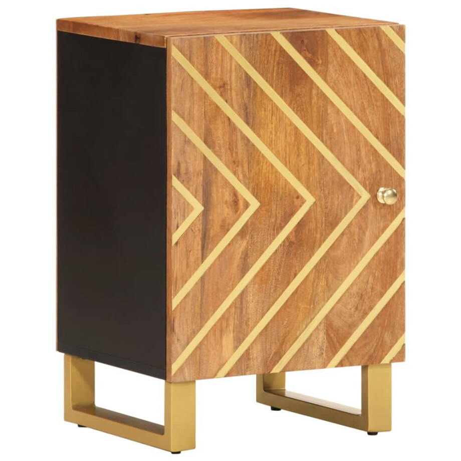 vidaXL Badkamerkast 38x33,5x58 cm massief mangohout bruin en zwart vidaXL Badkamerkast 38x33,5x58 cm massief mangohout bruin en zwart afbeelding 1