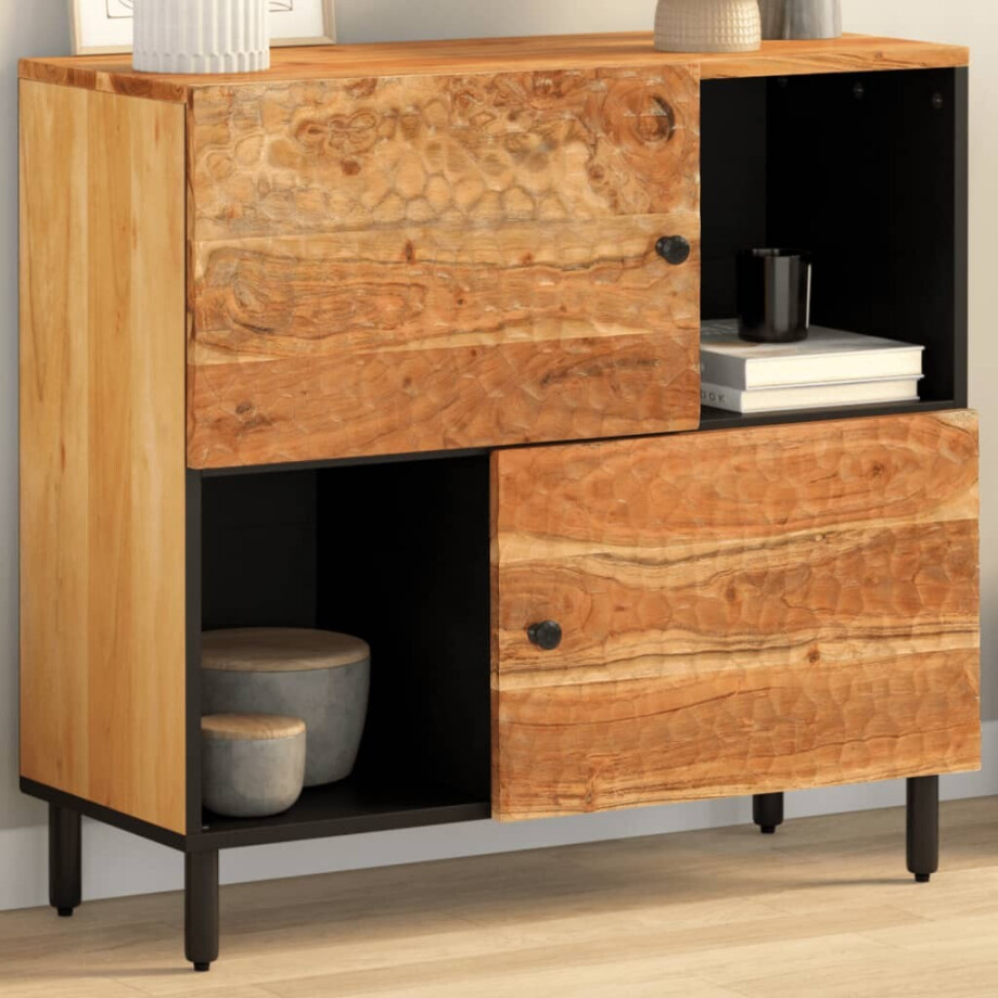 vidaXL Bijzetkast 80x33x75 cm massief acaciahout afbeelding 1