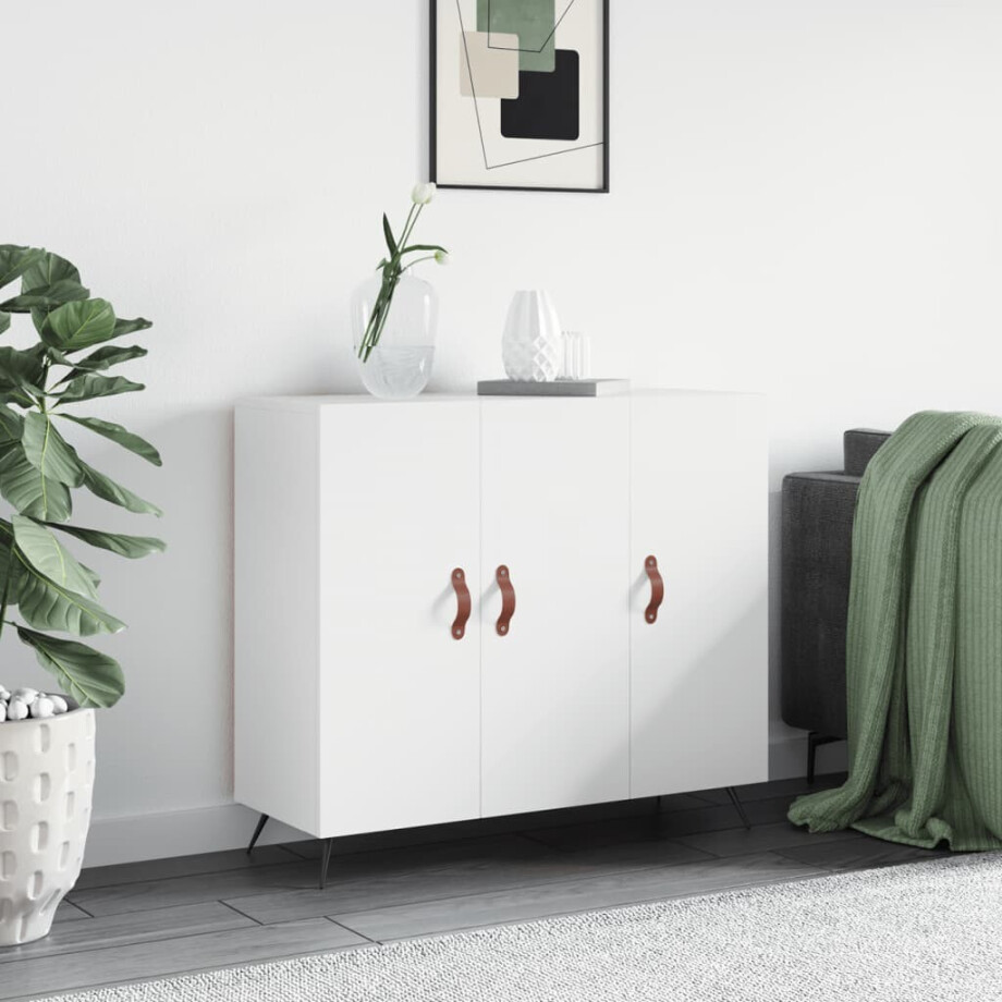 vidaXL Dressoir 90x34x80 cm bewerkt hout wit afbeelding 1