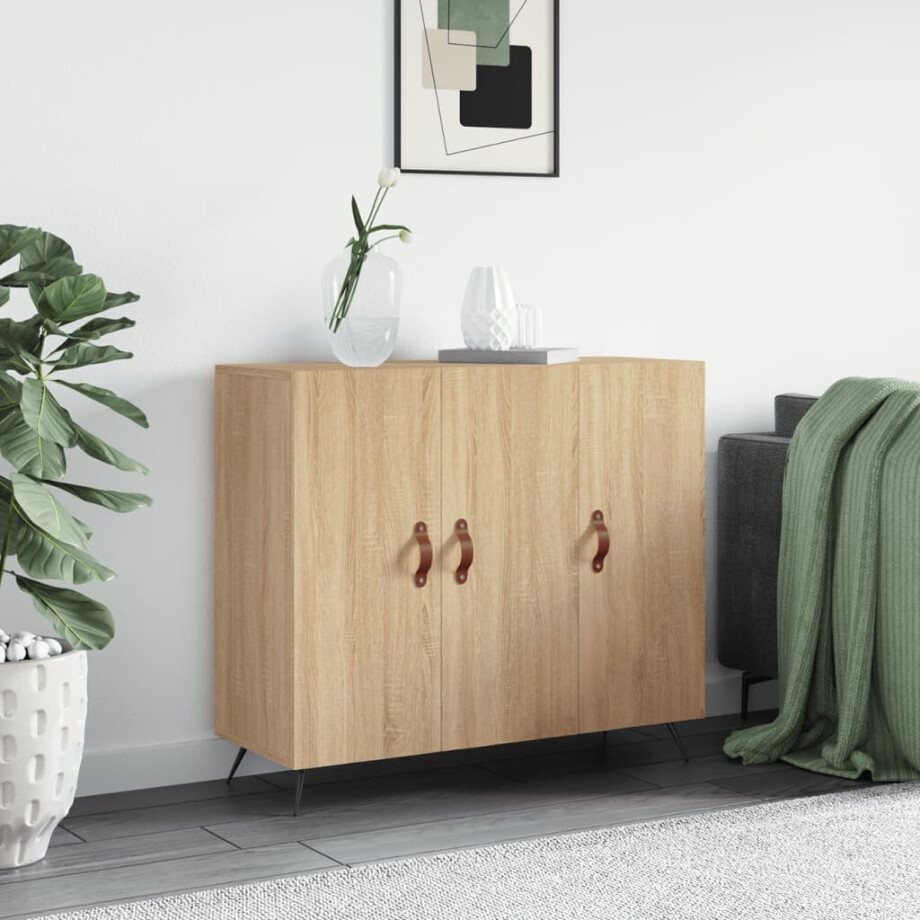 vidaXL Dressoir 90x34x80 cm bewerkt hout sonoma eikenkleurig afbeelding 1