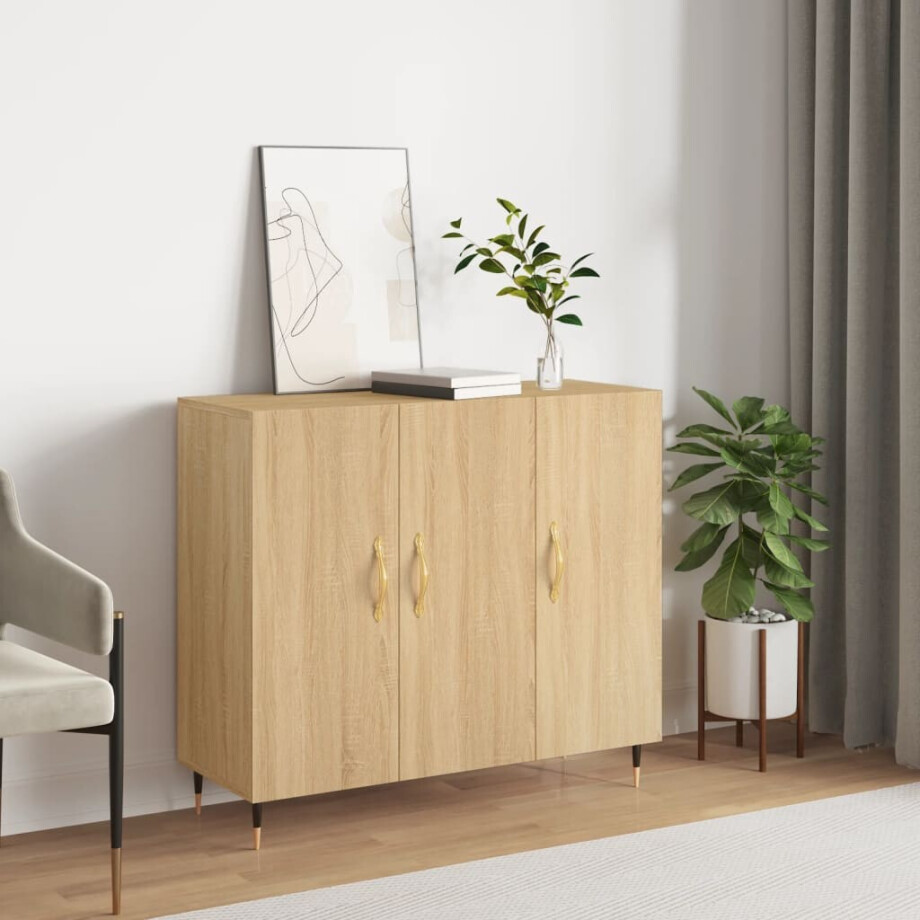 vidaXL Dressoir 90x34x80 cm bewerkt hout sonoma eikenkleurig afbeelding 1