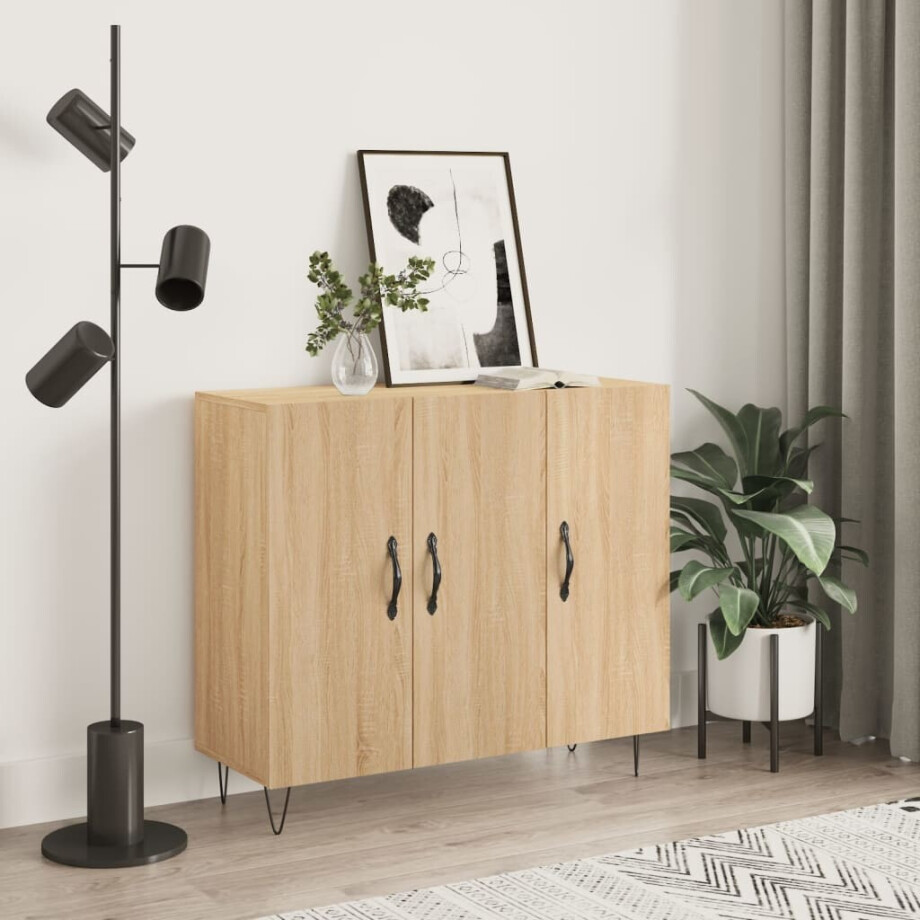 vidaXL Dressoir 90x34x80 cm bewerkt hout sonoma eikenkleurig afbeelding 1