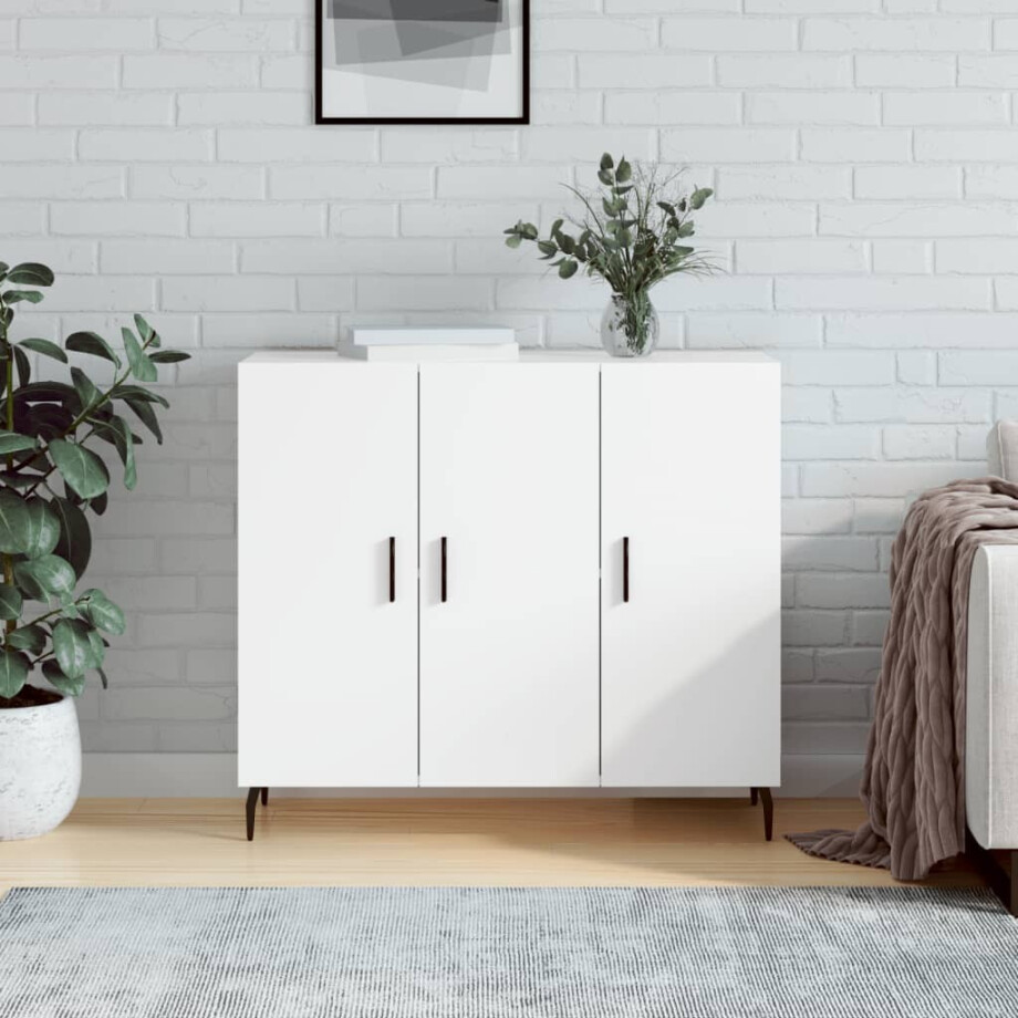 vidaXL Dressoir 90x34x80 cm bewerkt hout wit afbeelding 1