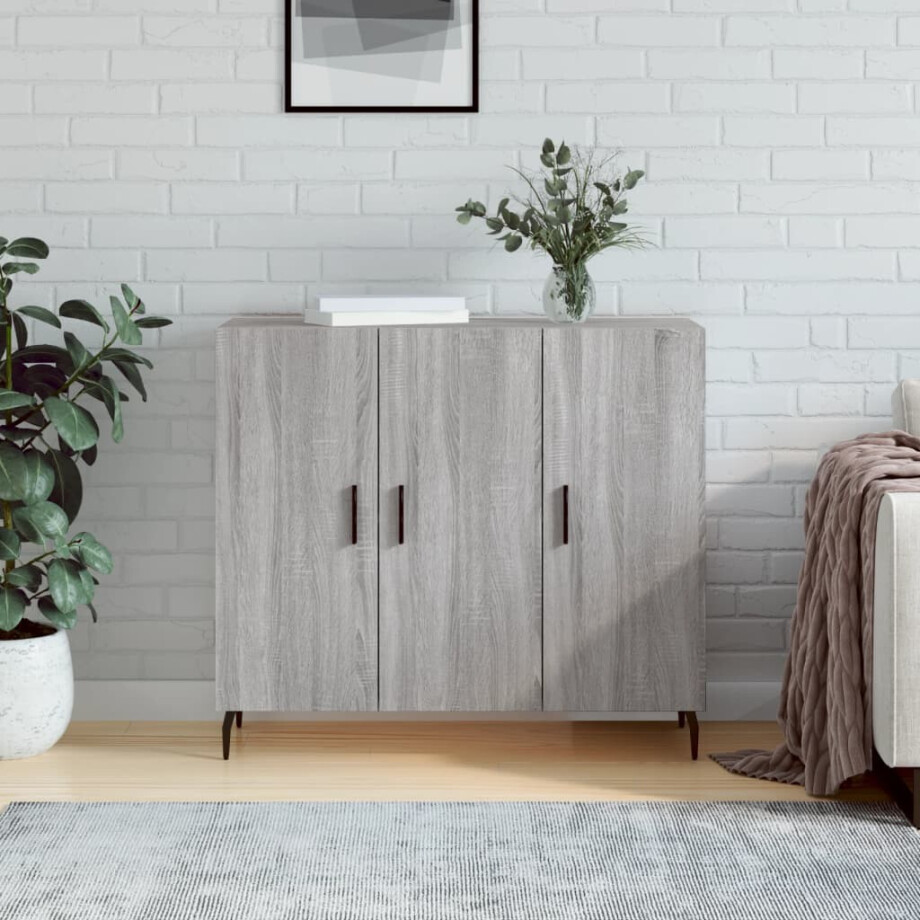 vidaXL Dressoir 90x34x80 cm bewerkt hout grijs sonoma eikenkleurig afbeelding 1