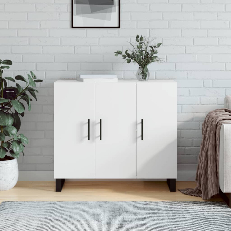 vidaXL Dressoir 90x34x80 cm bewerkt hout wit afbeelding 1