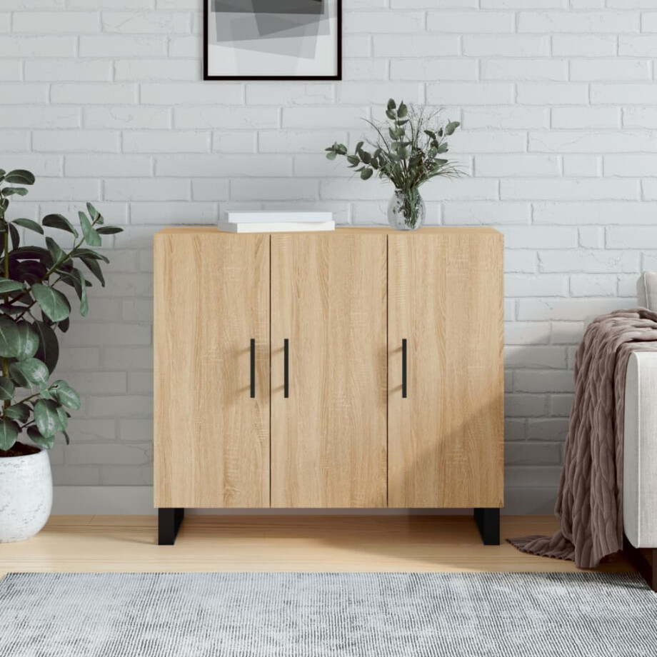 vidaXL Dressoir 90x34x80 cm bewerkt hout sonoma eikenkleurig afbeelding 1