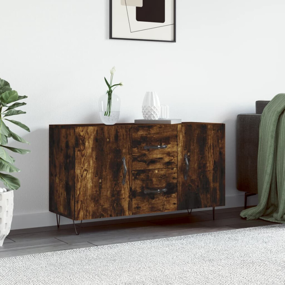 vidaXL Dressoir 100x36x60 cm bewerkt hout gerookt eikenkleurig vidaXL Dressoir 100x36x60 cm bewerkt hout gerookt eikenkleurig afbeelding 1