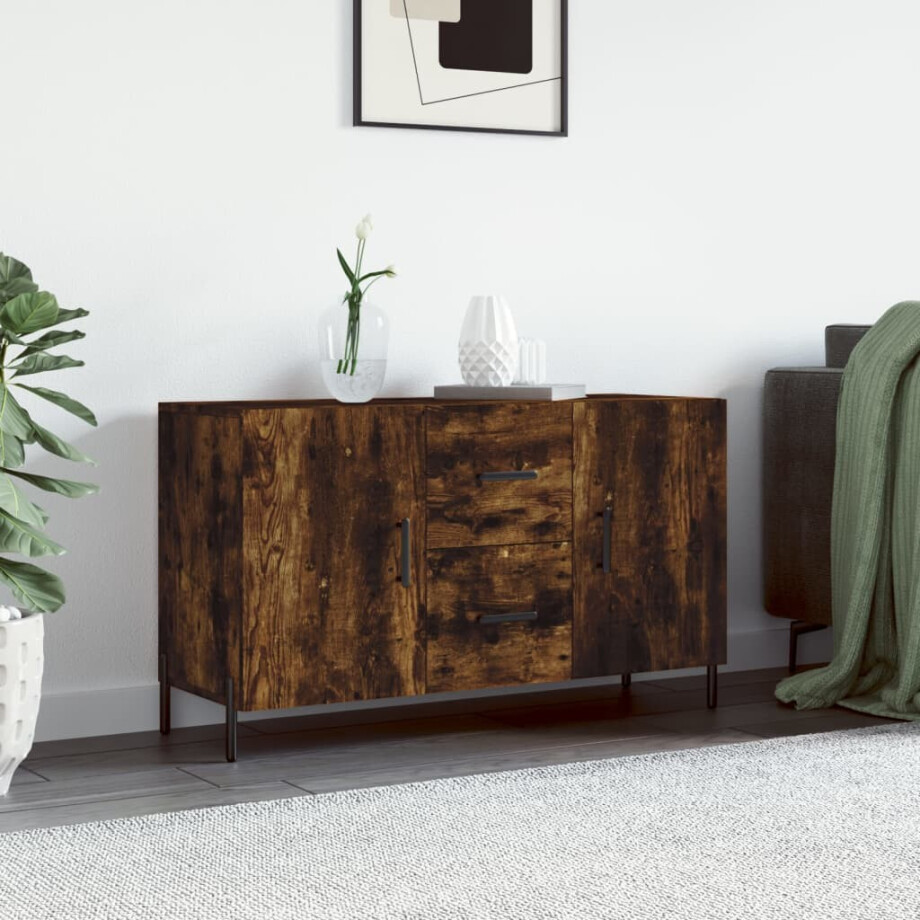 vidaXL Dressoir 100x36x60 cm bewerkt hout gerookt eikenkleurig vidaXL Dressoir 100x36x60 cm bewerkt hout gerookt eikenkleurig afbeelding 1