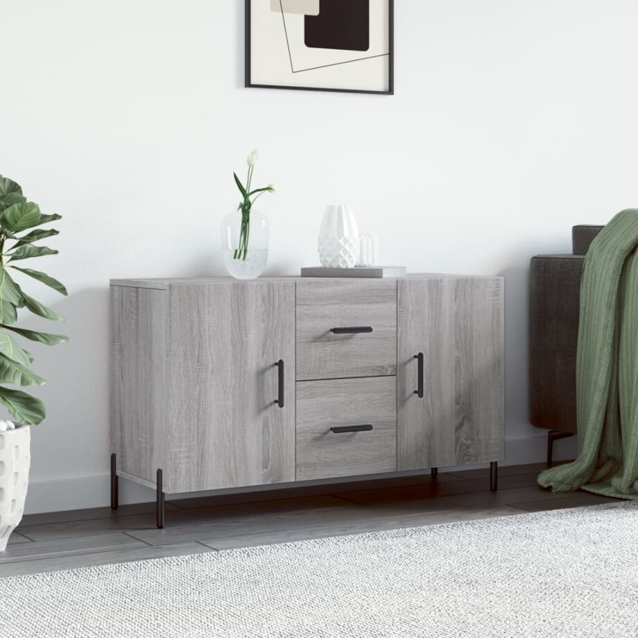 vidaXL Dressoir 100x36x60 cm bewerkt hout grijs sonoma eikenkleurig vidaXL Dressoir 100x36x60 cm bewerkt hout grijs sonoma eikenkleurig afbeelding 1