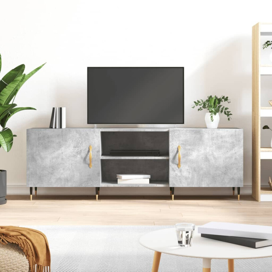 vidaXL Tv-meubel 150x30x50 cm bewerkt hout betongrijs vidaXL Tv-meubel 150x30x50 cm bewerkt hout betongrijs afbeelding 1