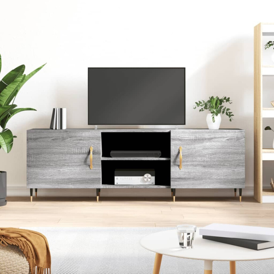 vidaXL Tv-meubel 150x30x50 cm bewerkt hout grijs sonoma eikenkleurig afbeelding 1