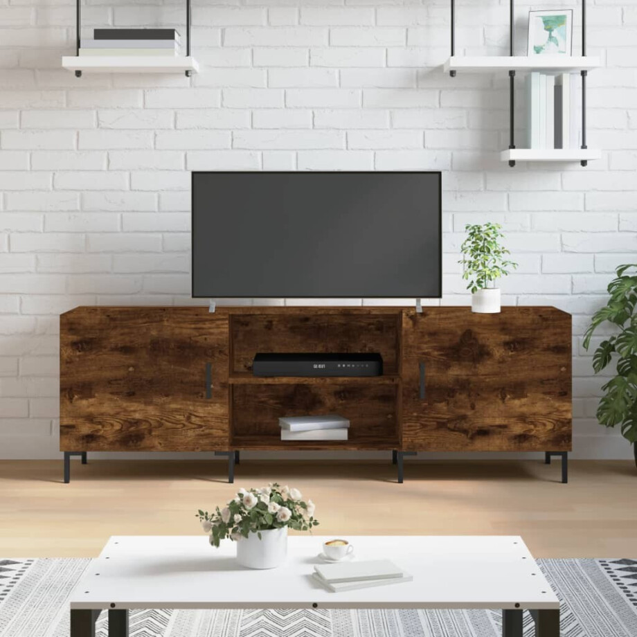 vidaXL Tv-meubel 150x30x50 cm bewerkt hout gerookt eikenkleurig vidaXL Tv-meubel 150x30x50 cm bewerkt hout gerookt eikenkleurig afbeelding 1