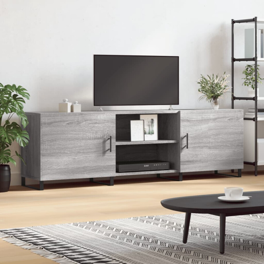 vidaXL Tv-meubel 150x30x50 cm bewerkt hout grijs sonoma eikenkleurig afbeelding 1