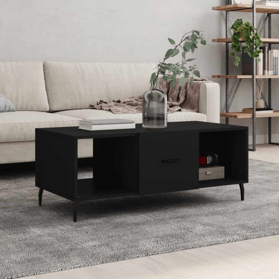 vidaXL Salontafel 102x50x40 cm bewerkt hout zwart afbeelding 1