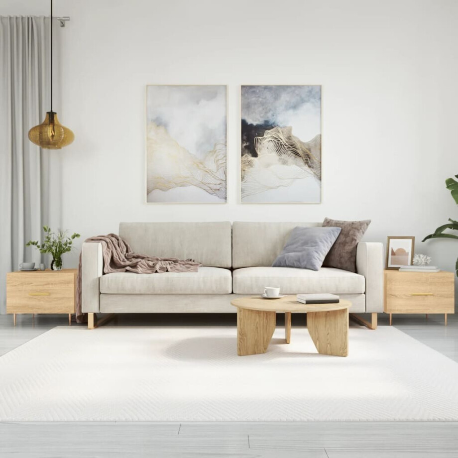 vidaXL Salontafels 2 st 50x50x40 cm bewerkt hout sonoma eikenkleurig vidaXL Salontafels 2 st 50x50x40 cm bewerkt hout sonoma eikenkleurig afbeelding 1