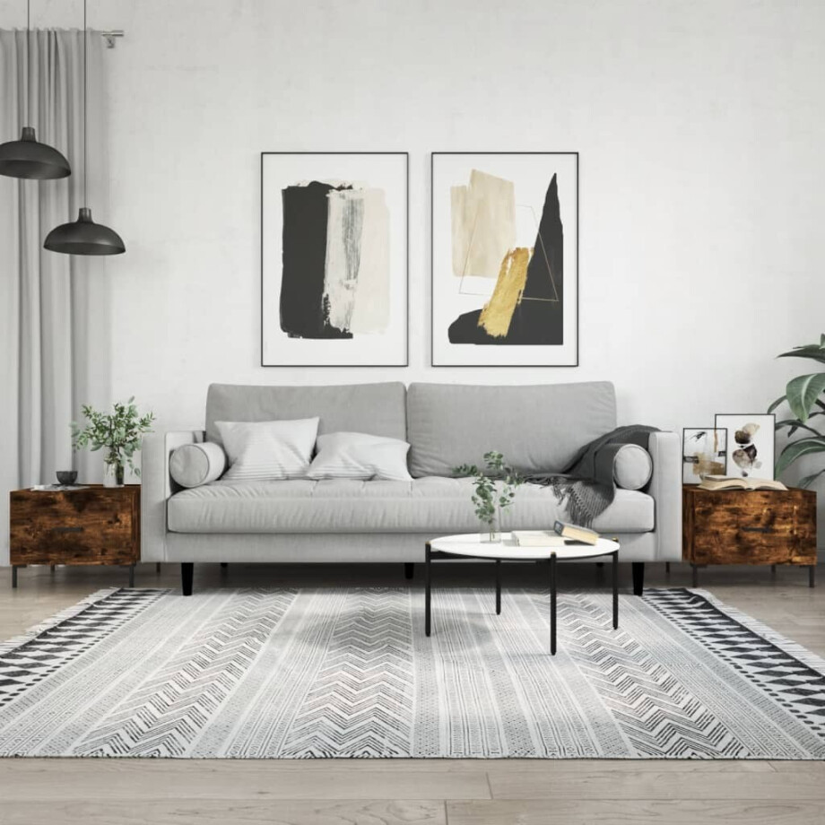 vidaXL Salontafels 2 st 50x50x40 cm bewerkt hout gerookt eikenkleurig afbeelding 1