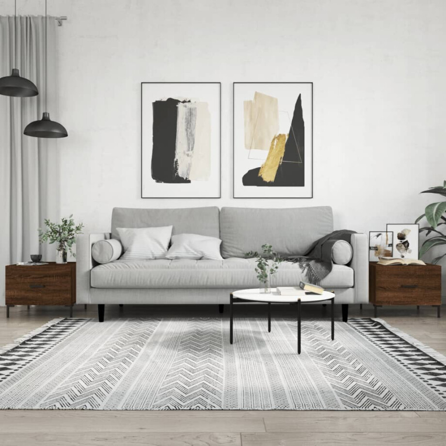 vidaXL Salontafels 2 st 50x50x40 cm bewerkt hout bruin eikenkleur afbeelding 1