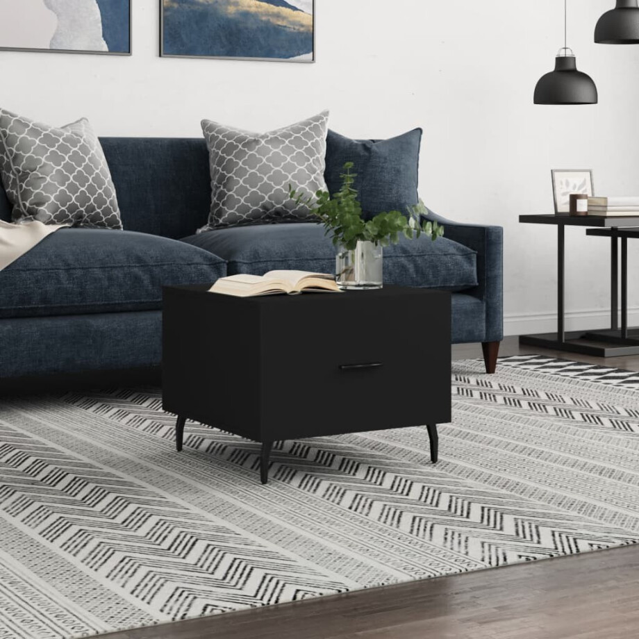 vidaXL Salontafel 50x50x40 cm bewerkt hout zwart afbeelding 1