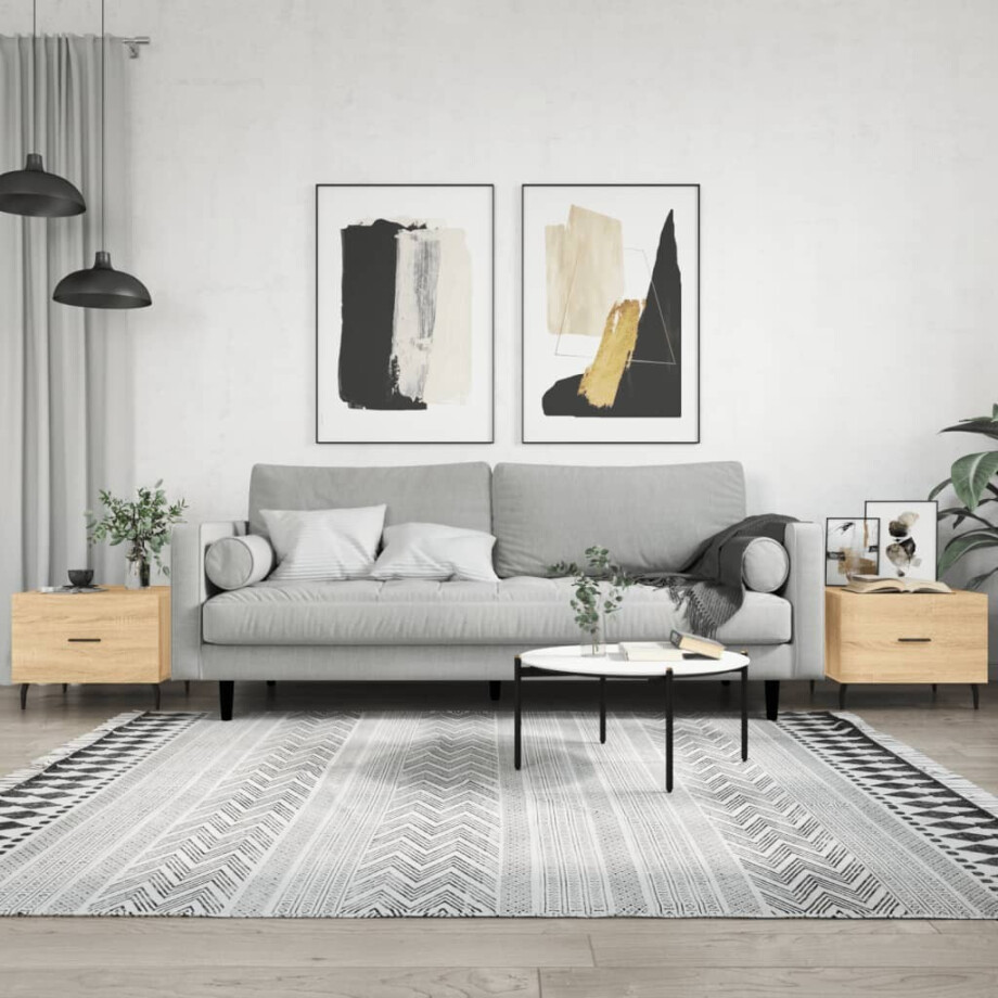 vidaXL Salontafels 2 st 50x50x40 cm bewerkt hout sonoma eikenkleurig afbeelding 1