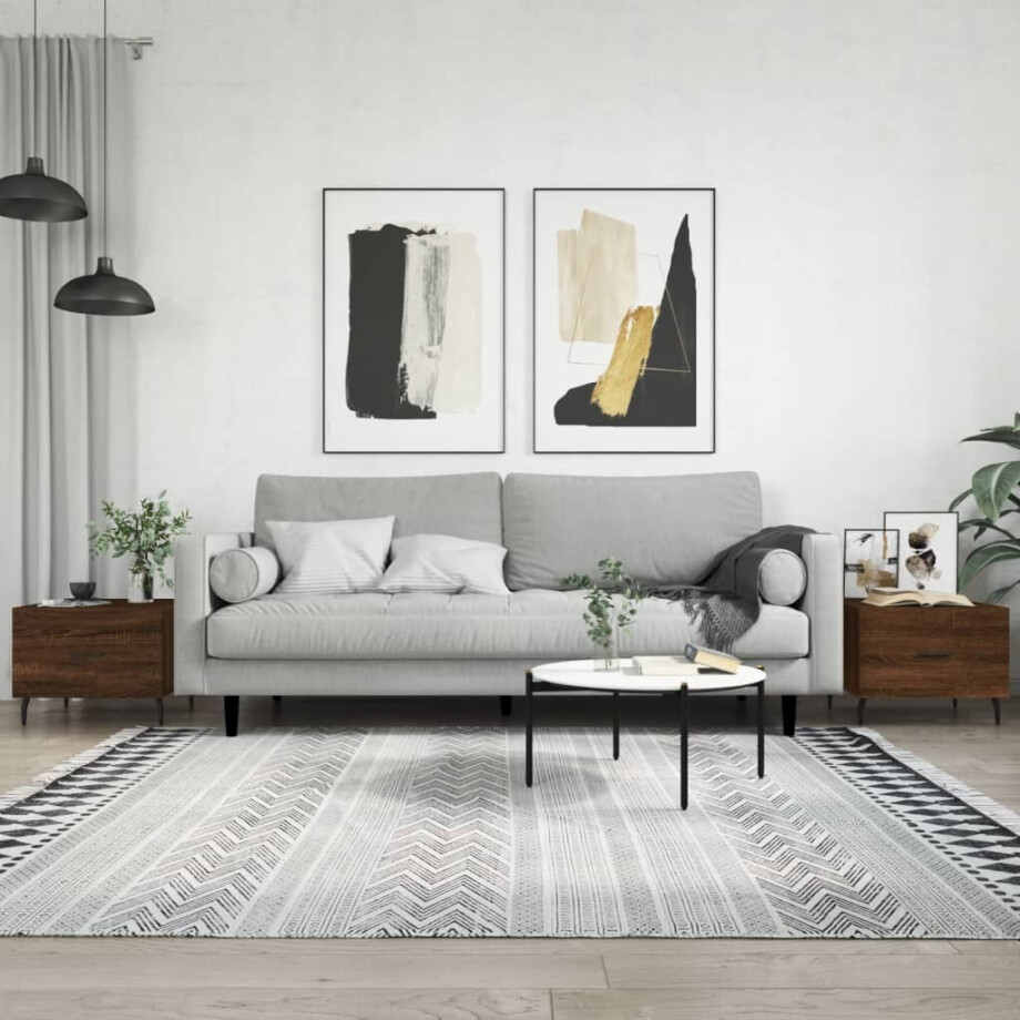 vidaXL Salontafels 2 st 50x50x40 cm bewerkt hout bruin eikenkleur afbeelding 1