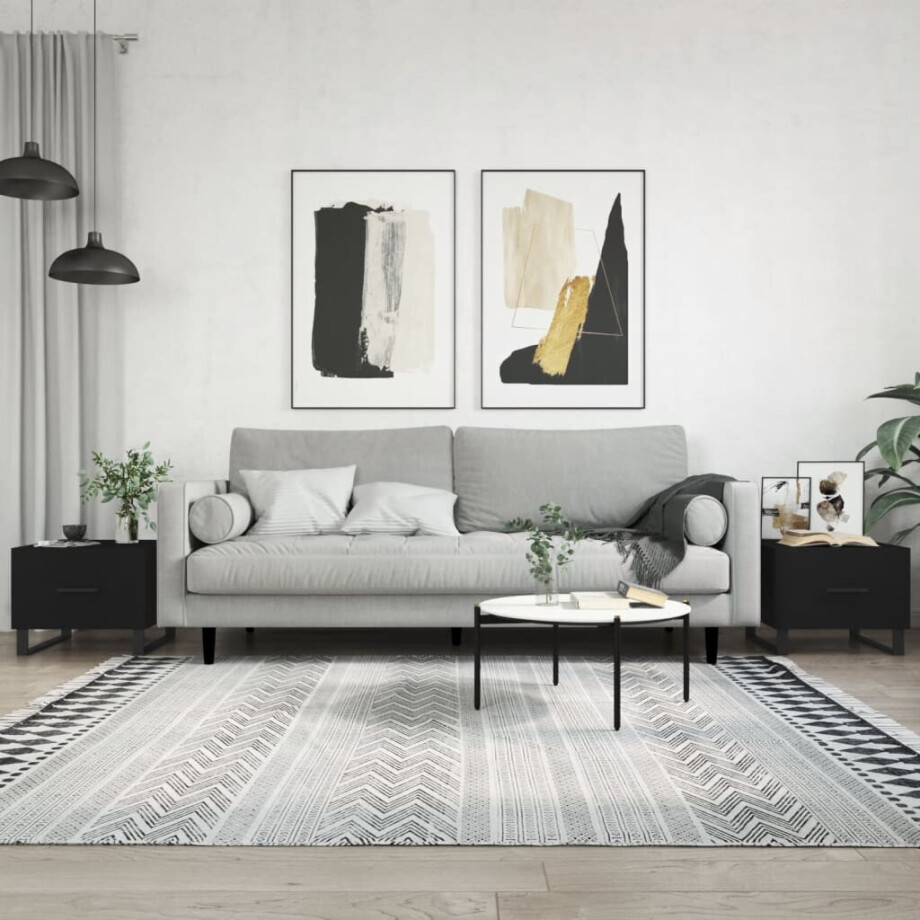 vidaXL Salontafels 2 st 50x50x40 cm bewerkt hout zwart afbeelding 1