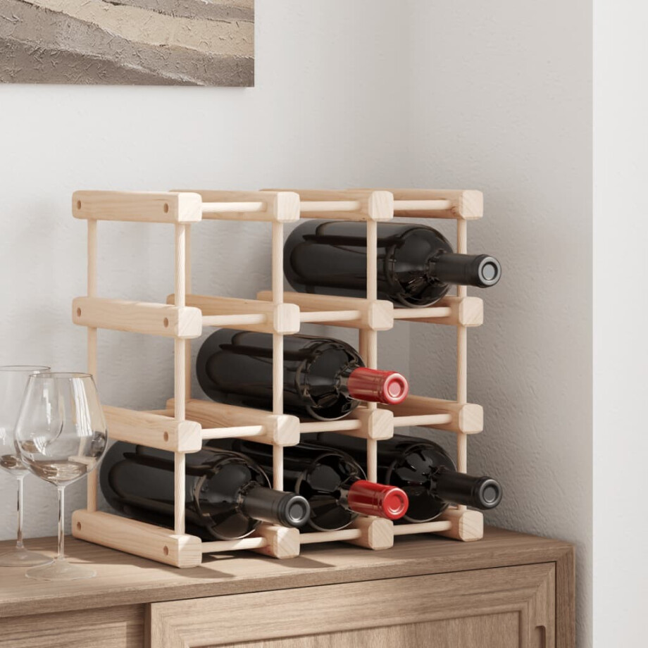 vidaXL Wijnrek voor 12 flessen 36x23x36 cm massief grenenhout vidaXL Wijnrek voor 12 flessen 36x23x36 cm massief grenenhout afbeelding 1
