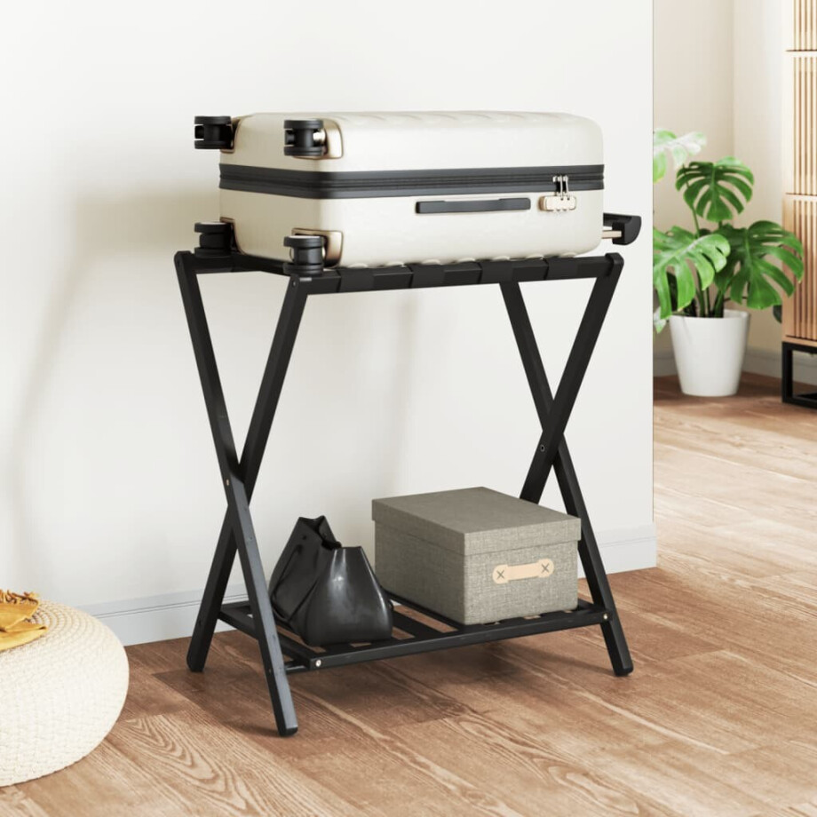 vidaXL Bagagerek 68x38x58 cm bamboe zwart afbeelding 1