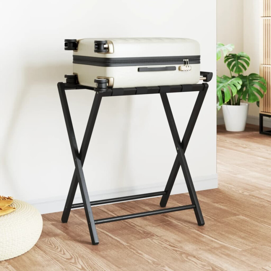 vidaXL Bagagerek 68,5x38x58 cm bamboe zwart afbeelding 1