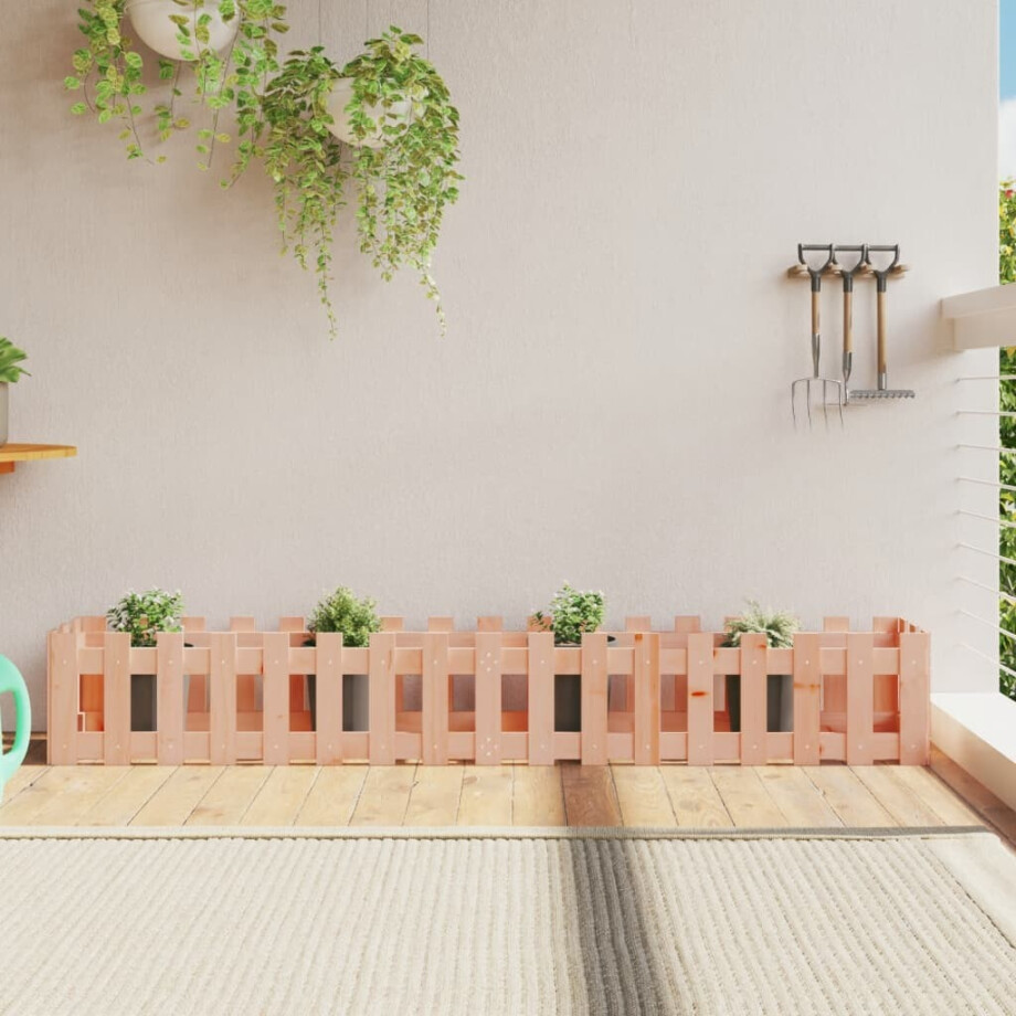 vidaXL Plantenbak verhoogd hekontwerp 200x30x30 cm massief douglashout afbeelding 1