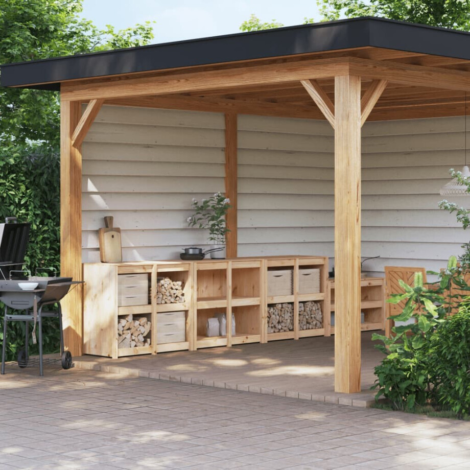 vidaXL Keukenkasten voor buiten 3 st massief grenenhout afbeelding 1