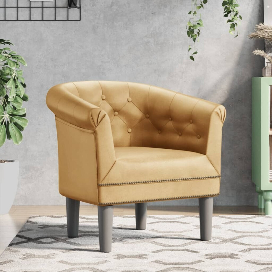 vidaXL Kuipstoel kunstleer goudkleurig afbeelding 1