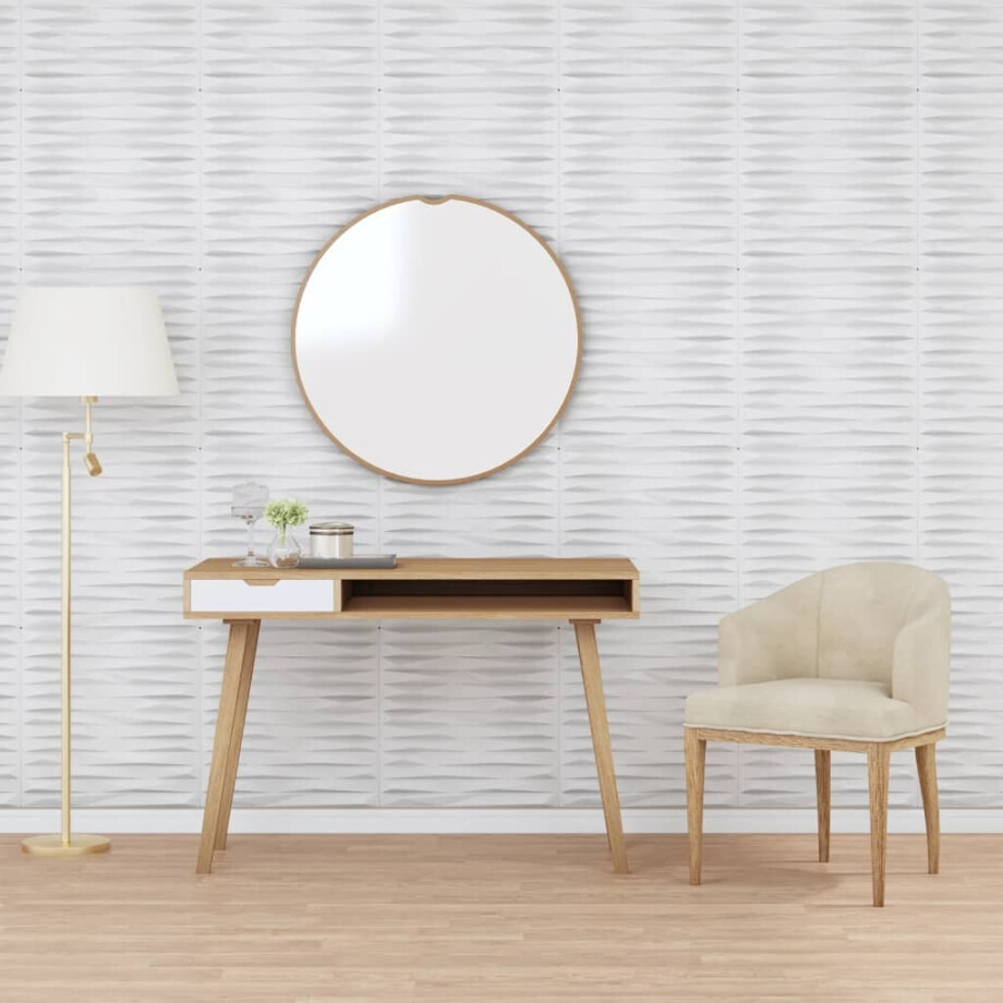 vidaXL 12 st Wandpanelen steen 3 m² 50x50 cm XPS wit afbeelding 1