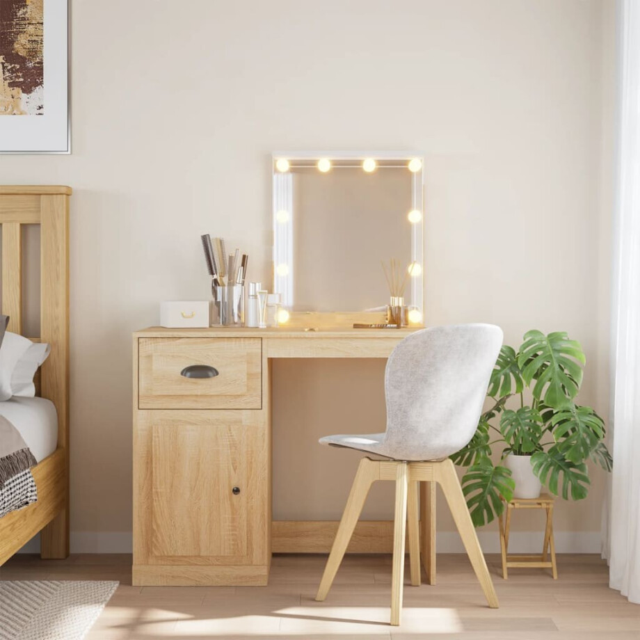 vidaXL Kaptafel met LED-verlichting 90x42x132,5 cm sonoma eikenkleurig afbeelding 1