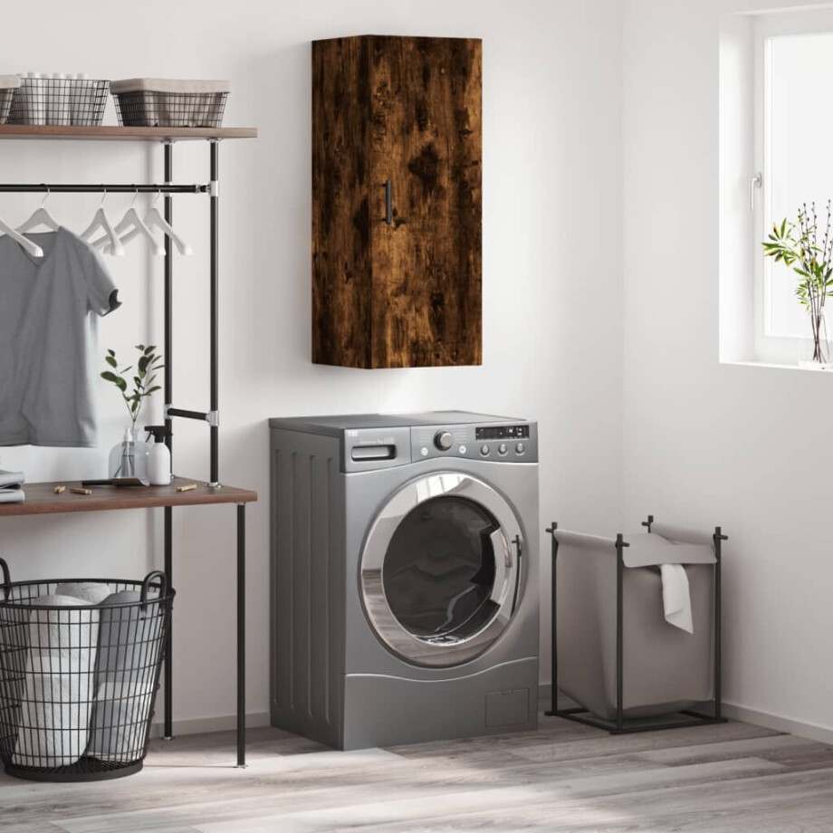 vidaXL Bovenkast 34,5x34x90 cm gerookt eikenkleurig afbeelding 1