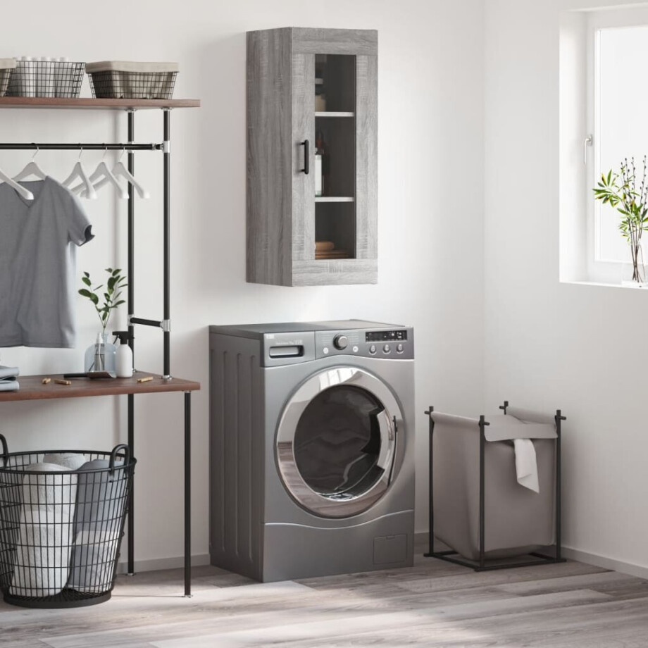 vidaXL Wandkast 34,5x34x90 cm grijs sonoma eikenkleurig afbeelding 1