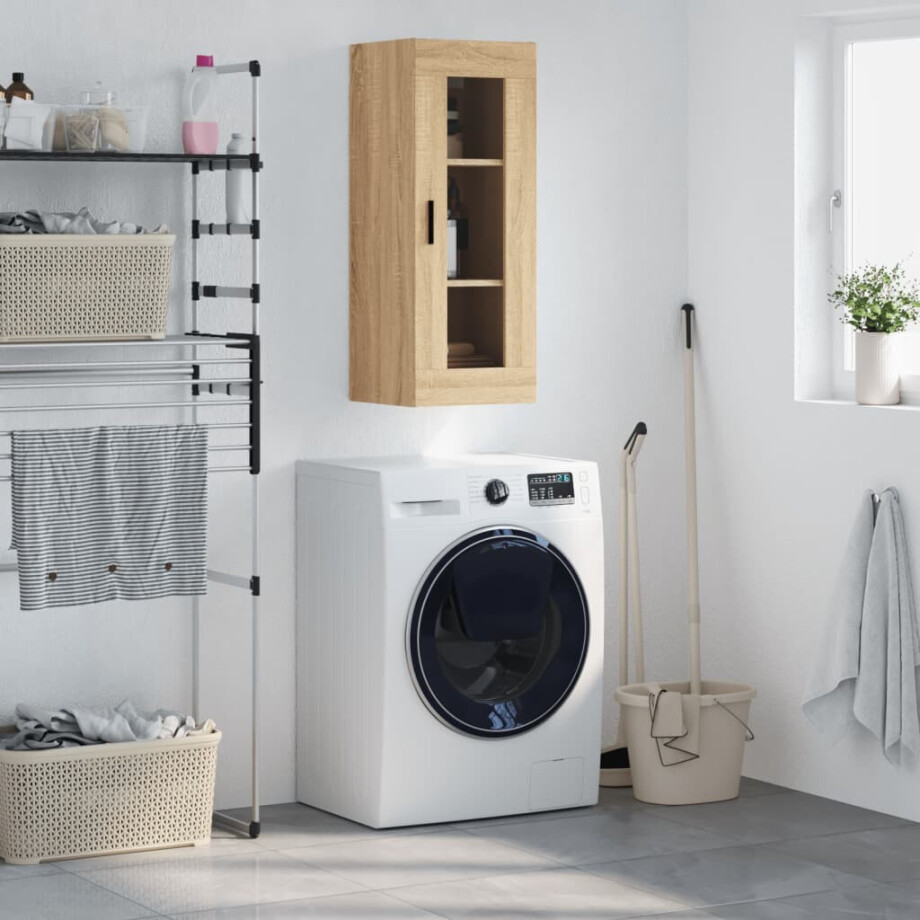 vidaXL Wandkast 34,5x34x90 cm sonoma eikenkleurig afbeelding 1