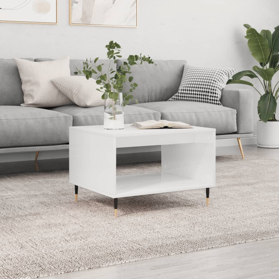 vidaXL Salontafel 60x50x40 cm bewerkt hout wit vidaXL Salontafel 60x50x40 cm bewerkt hout wit afbeelding 1