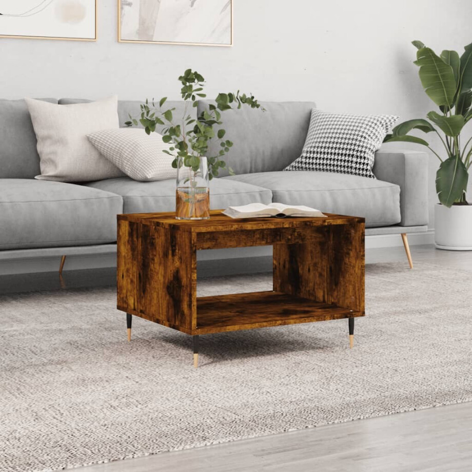 vidaXL Salontafel 60x50x40 cm bewerkt hout gerookt eikenkleurig vidaXL Salontafel 60x50x40 cm bewerkt hout gerookt eikenkleurig afbeelding 1