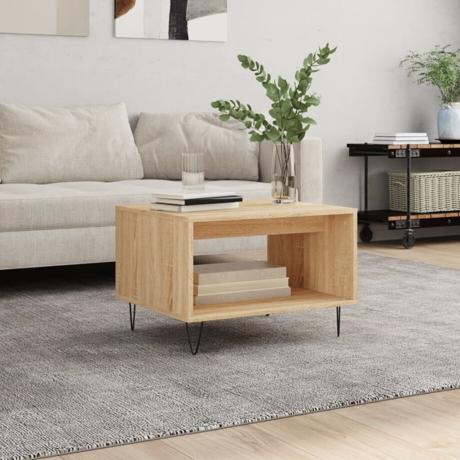 vidaXL Salontafel 60x50x40 cm bewerkt hout sonoma eikenkleurig afbeelding 1
