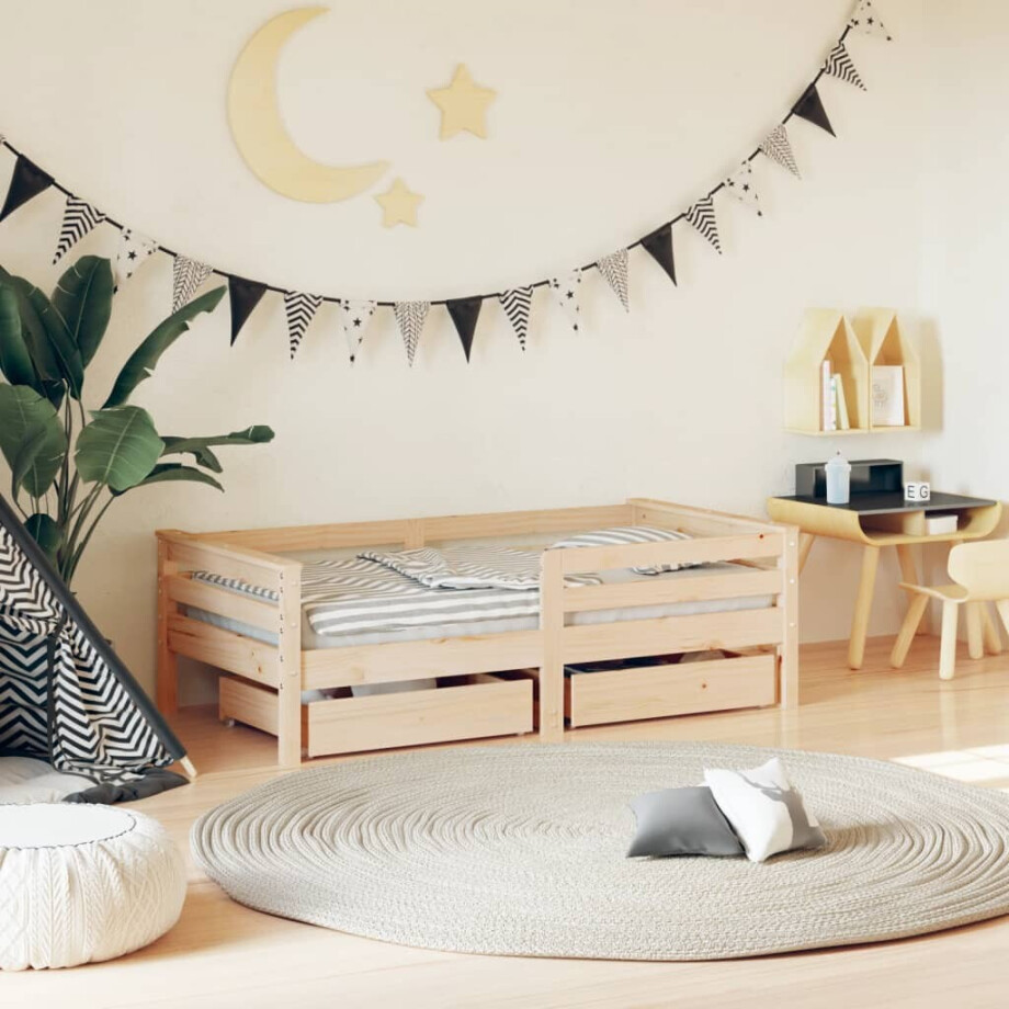 vidaXL Kinderbedframe met lades 70x140 cm massief grenenhout afbeelding 1