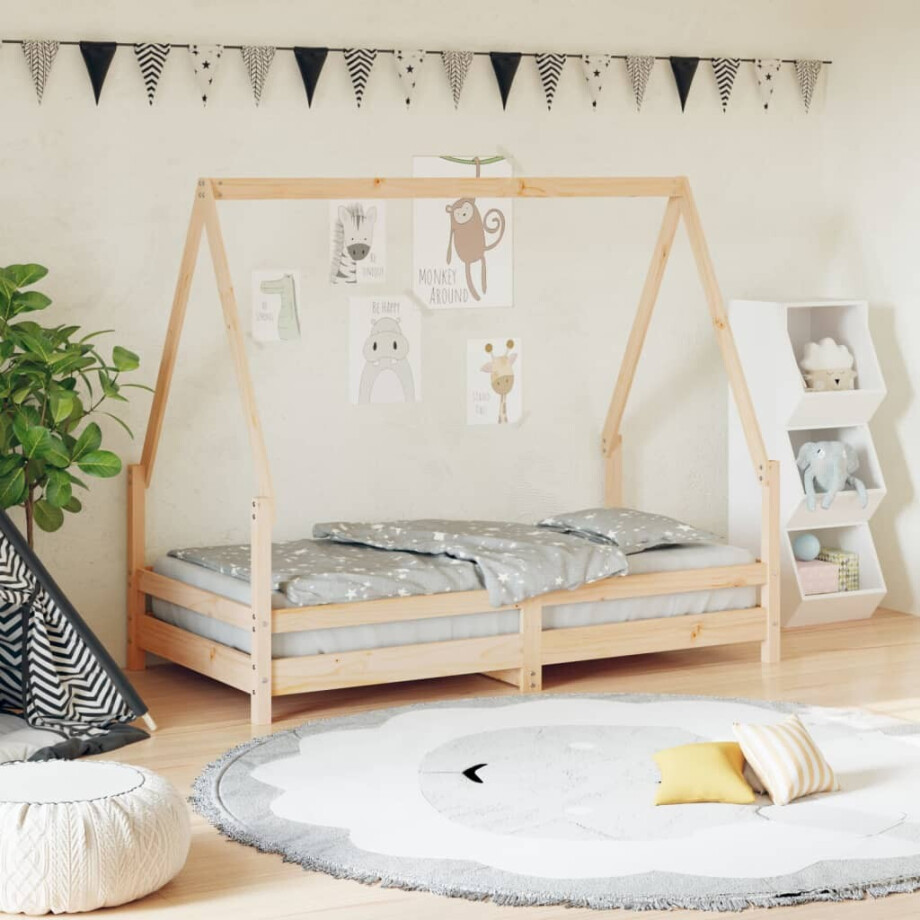 vidaXL Kinderbedframe 80x160 cm massief grenenhout vidaXL Kinderbedframe 80x160 cm massief grenenhout afbeelding 1