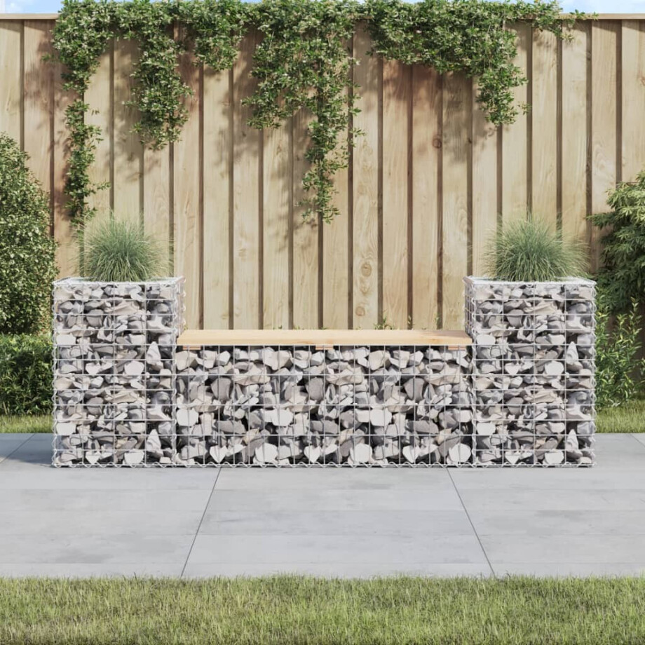 vidaXL Tuinbank schanskorfontwerp 183x41x60,5 cm massief grenenhout vidaXL Tuinbank schanskorfontwerp 183x41x60,5 cm massief grenenhout afbeelding 1