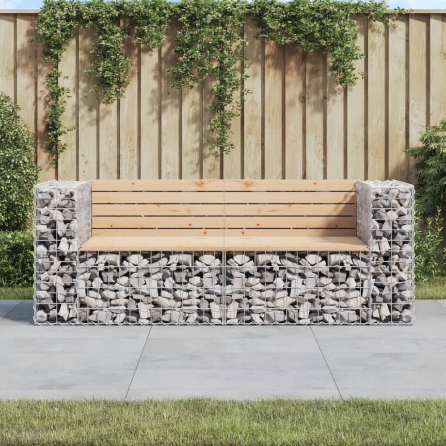 vidaXL Tuinbank schanskorfontwerp 184x71x65,5 cm massief grenenhout vidaXL Tuinbank schanskorfontwerp 184x71x65,5 cm massief grenenhout afbeelding 1