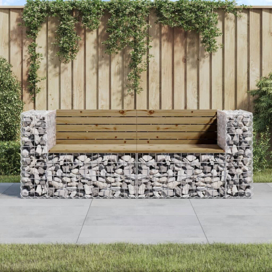 vidaXL Tuinbank schanskorfontwerp 184x71x65,5 cm geïmpregneerd hout afbeelding 1