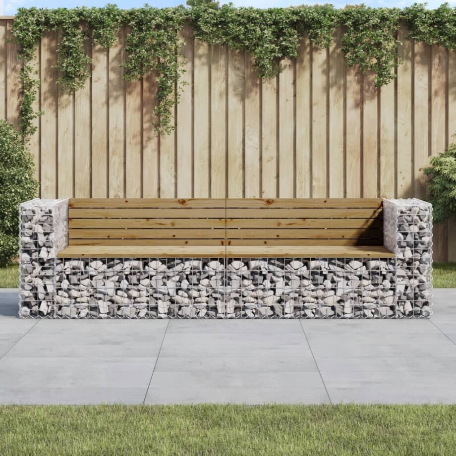 vidaXL Tuinbank schanskorfontwerp 244x71x65,5 cm geïmpregneerd hout afbeelding 1