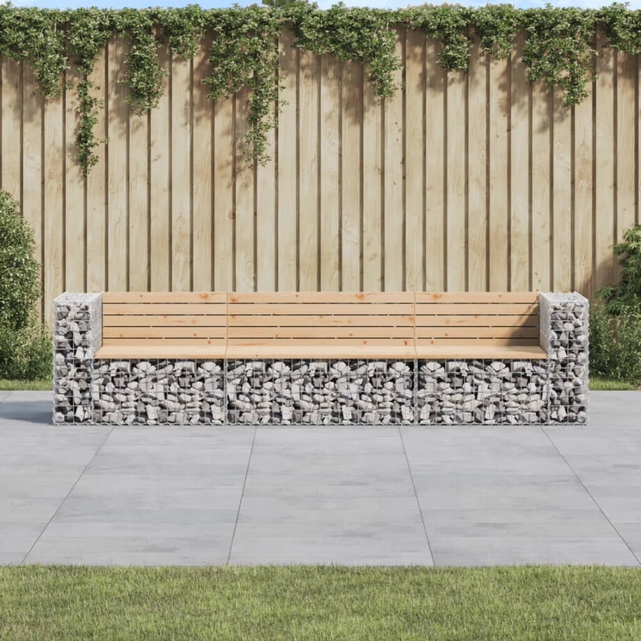 vidaXL Tuinbank schanskorfontwerp 287x71x65,5 cm massief grenenhout afbeelding 1