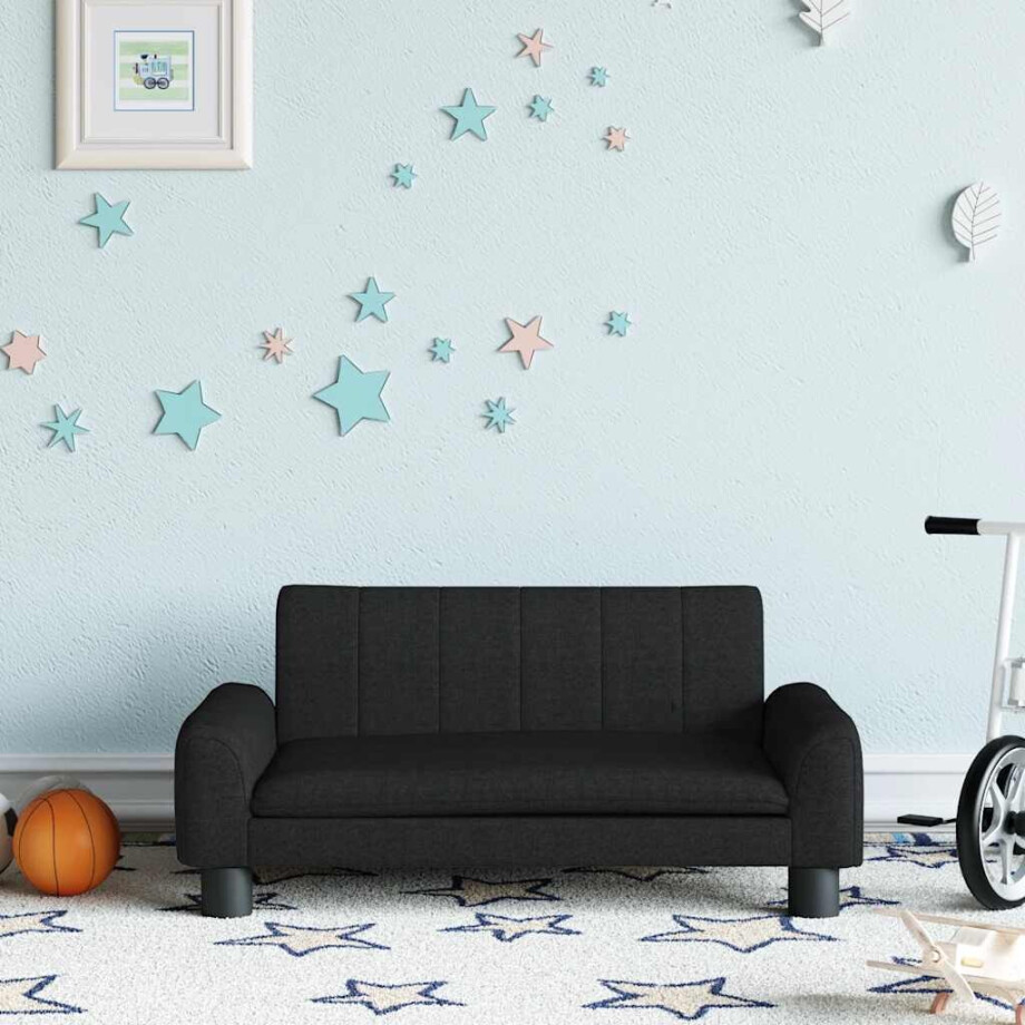 vidaXL Kinderbank 70x45x30 cm stof zwart afbeelding 1