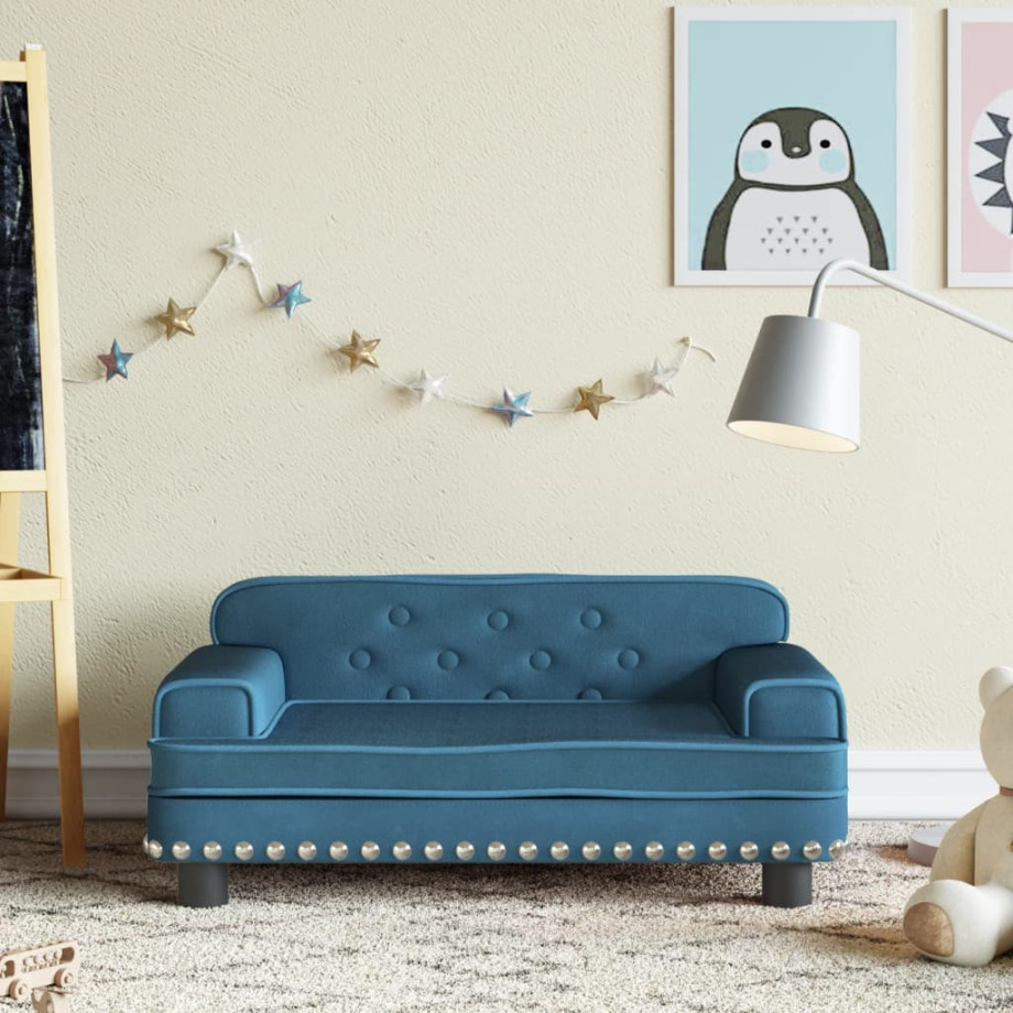 vidaXL Kinderbank 70x45x30 cm fluweel blauw afbeelding 1