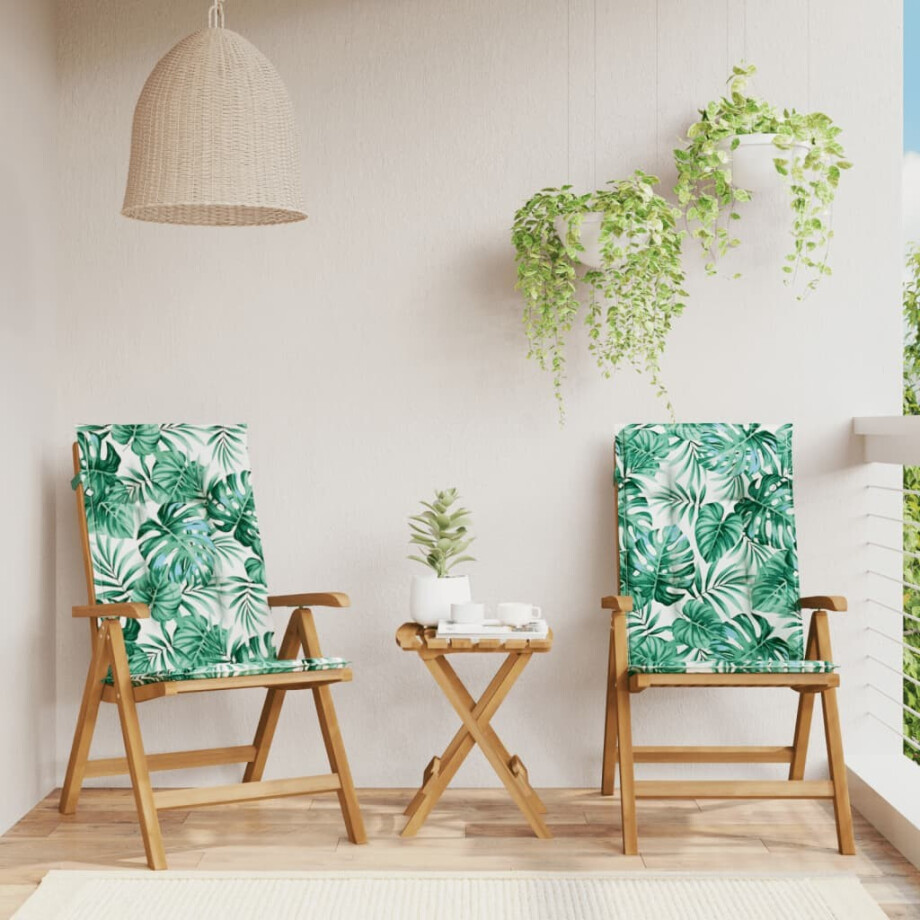 vidaXL Tuinstoelen 2 st verstelbaar met kussens massief teakhout afbeelding 1