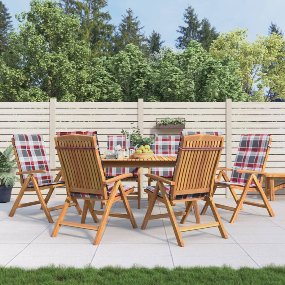 vidaXL Tuinstoelen 6 st verstelbaar met kussens massief teakhout vidaXL Tuinstoelen 6 st verstelbaar met kussens massief teakhout afbeelding 1